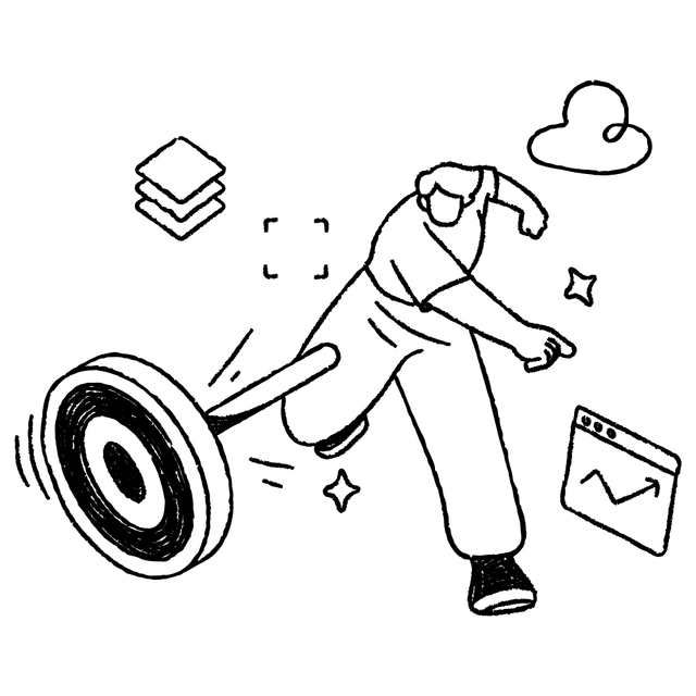 Mensch mit Zielscheibe - Symbol für Präzision und Fehlerminimierung